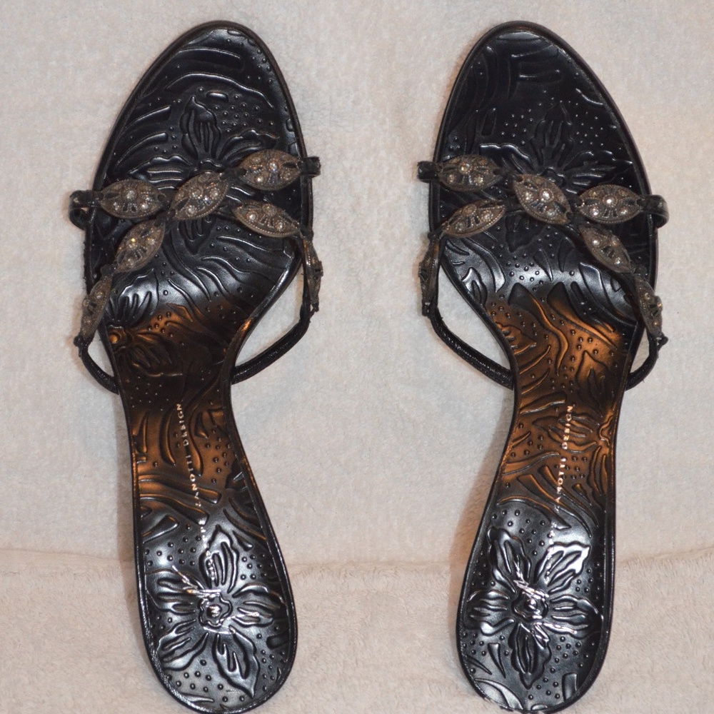 Giuseppe Zanotti Black/Pewter Embellished Heels